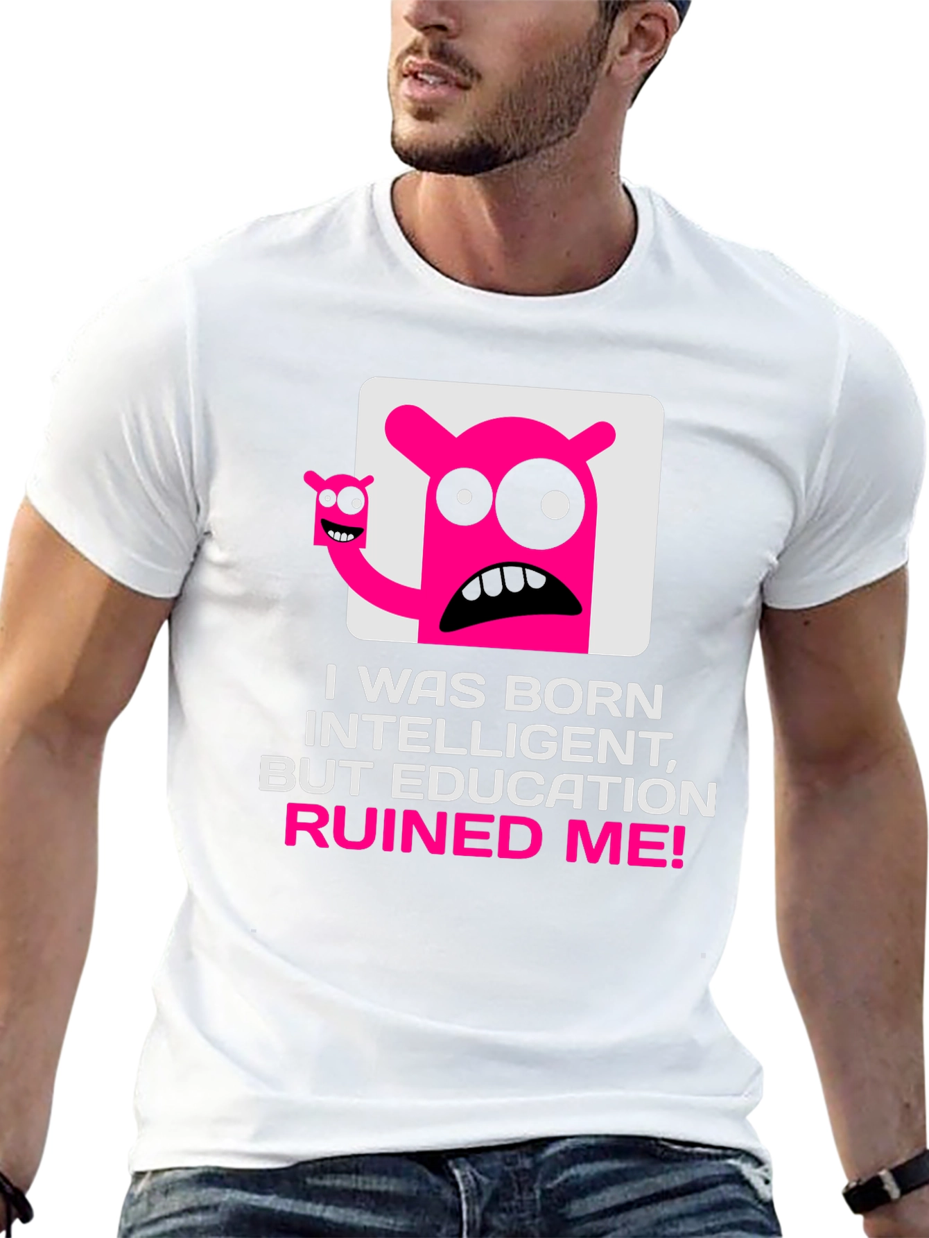 Intelligent Ruined by Education Graphic T-Shirt