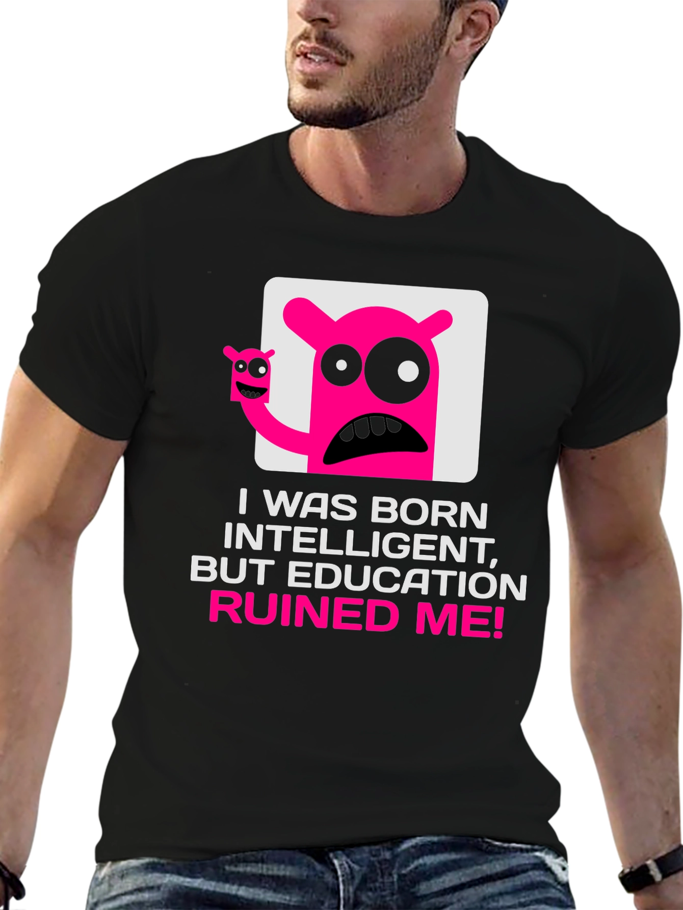 Intelligent Ruined by Education Graphic T-Shirt