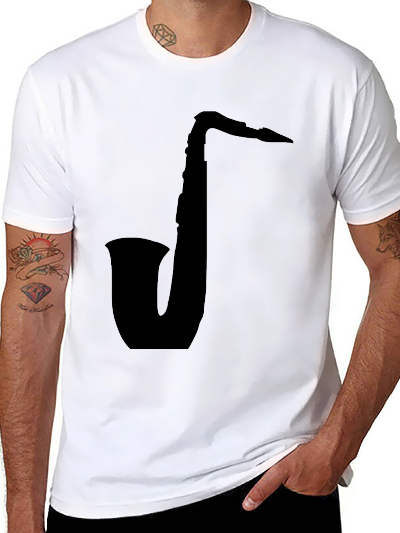 Saxophone Silhouette T-Shirt - Classic Music Lover Tee