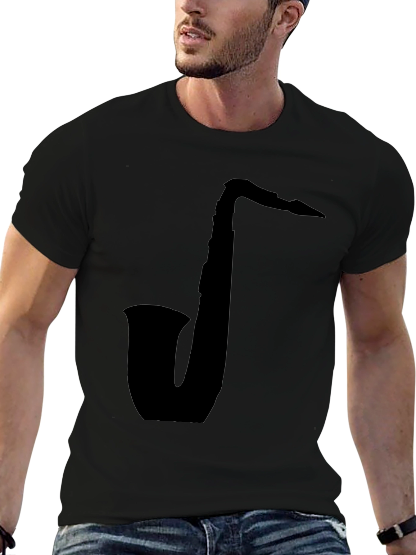 Saxophone Silhouette T-Shirt - Classic Music Lover Tee