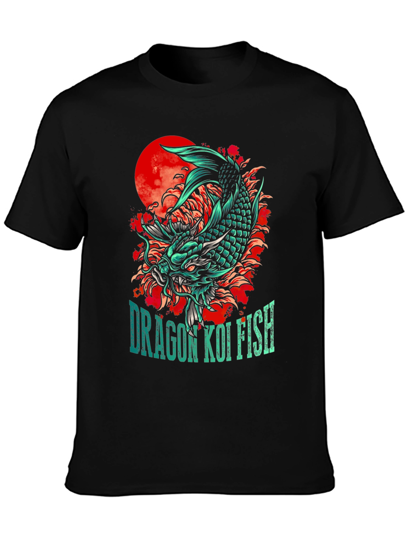 Dragon Koi Fish Graphic Print T-Shirt