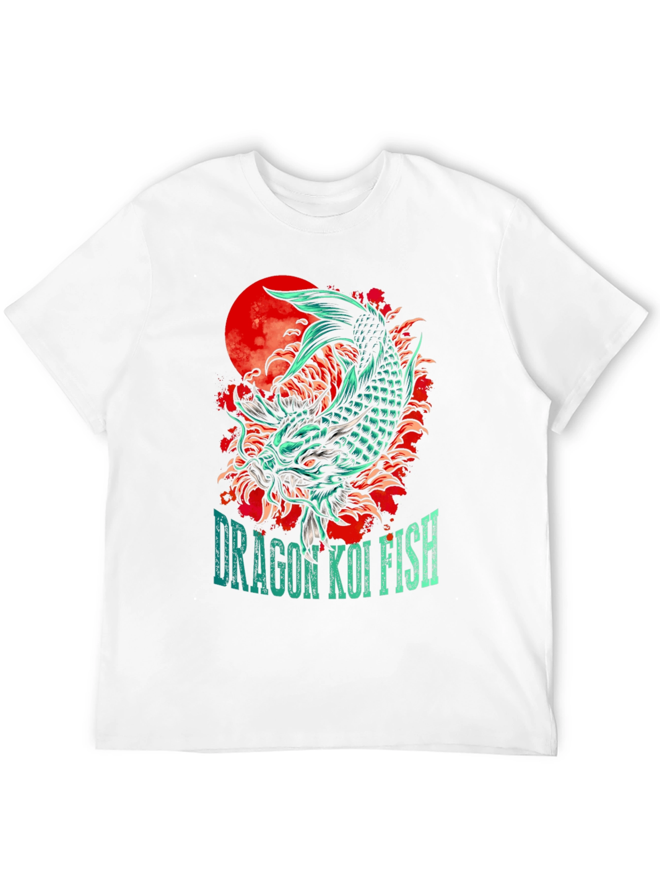 Dragon Koi Fish Graphic Print T-Shirt
