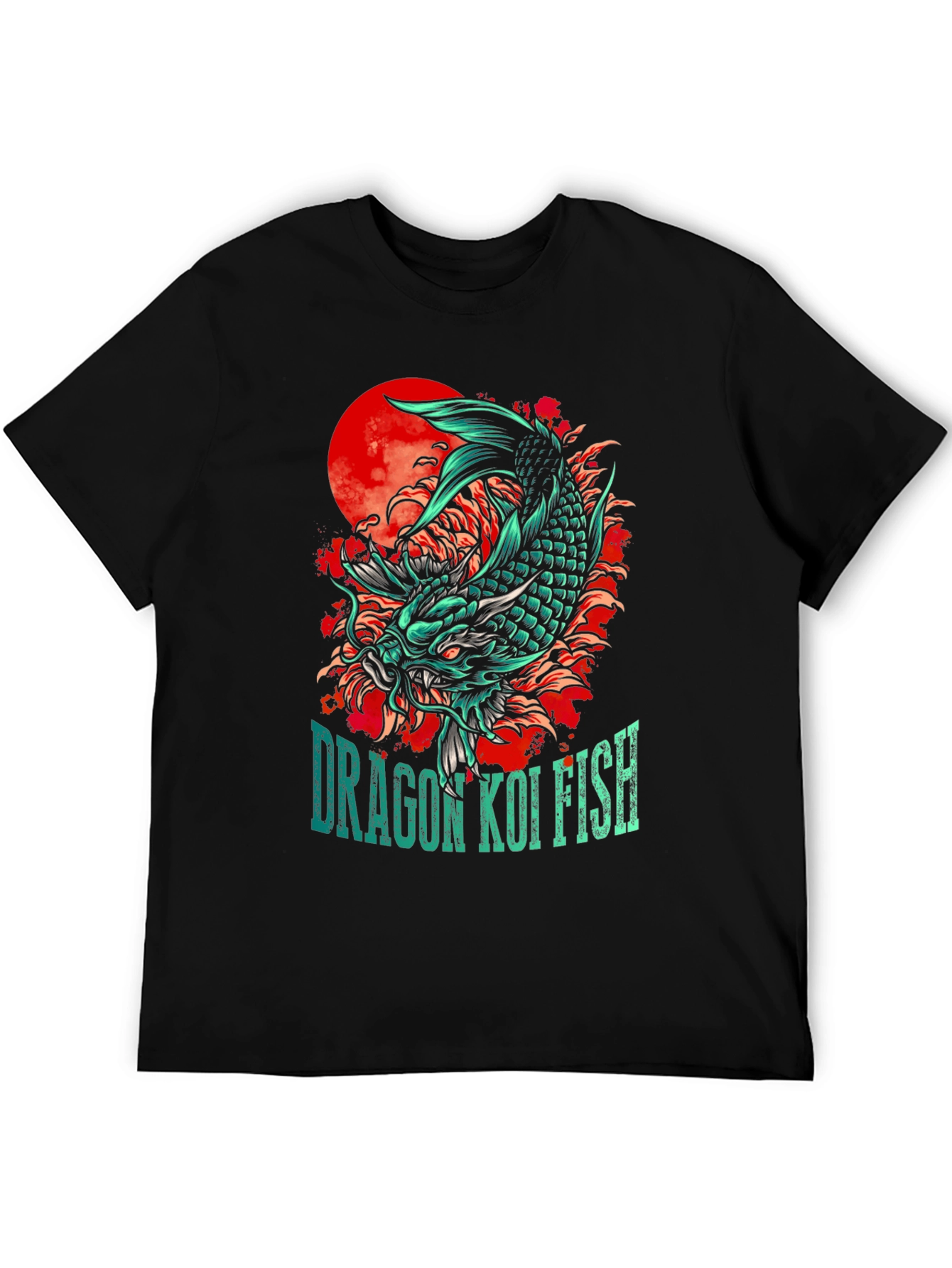 Dragon Koi Fish Graphic Print T-Shirt