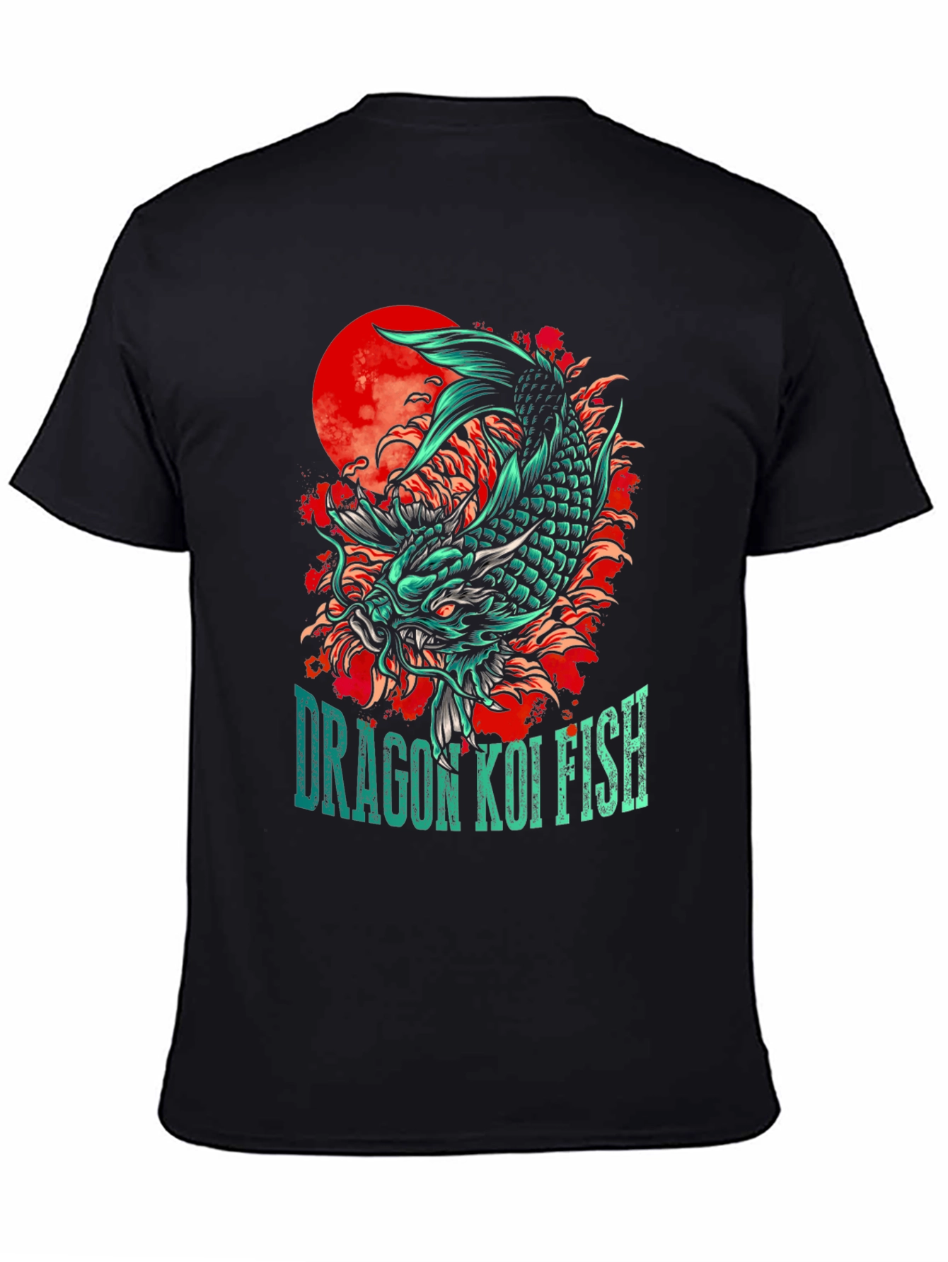 Dragon Koi Fish Graphic Print T-Shirt