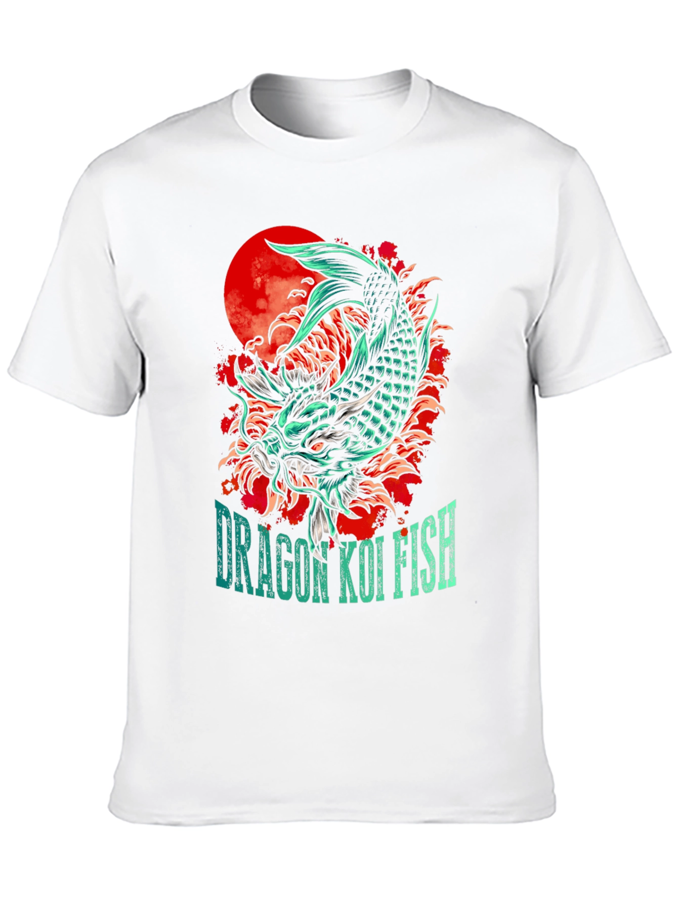 Dragon Koi Fish Graphic Print T-Shirt