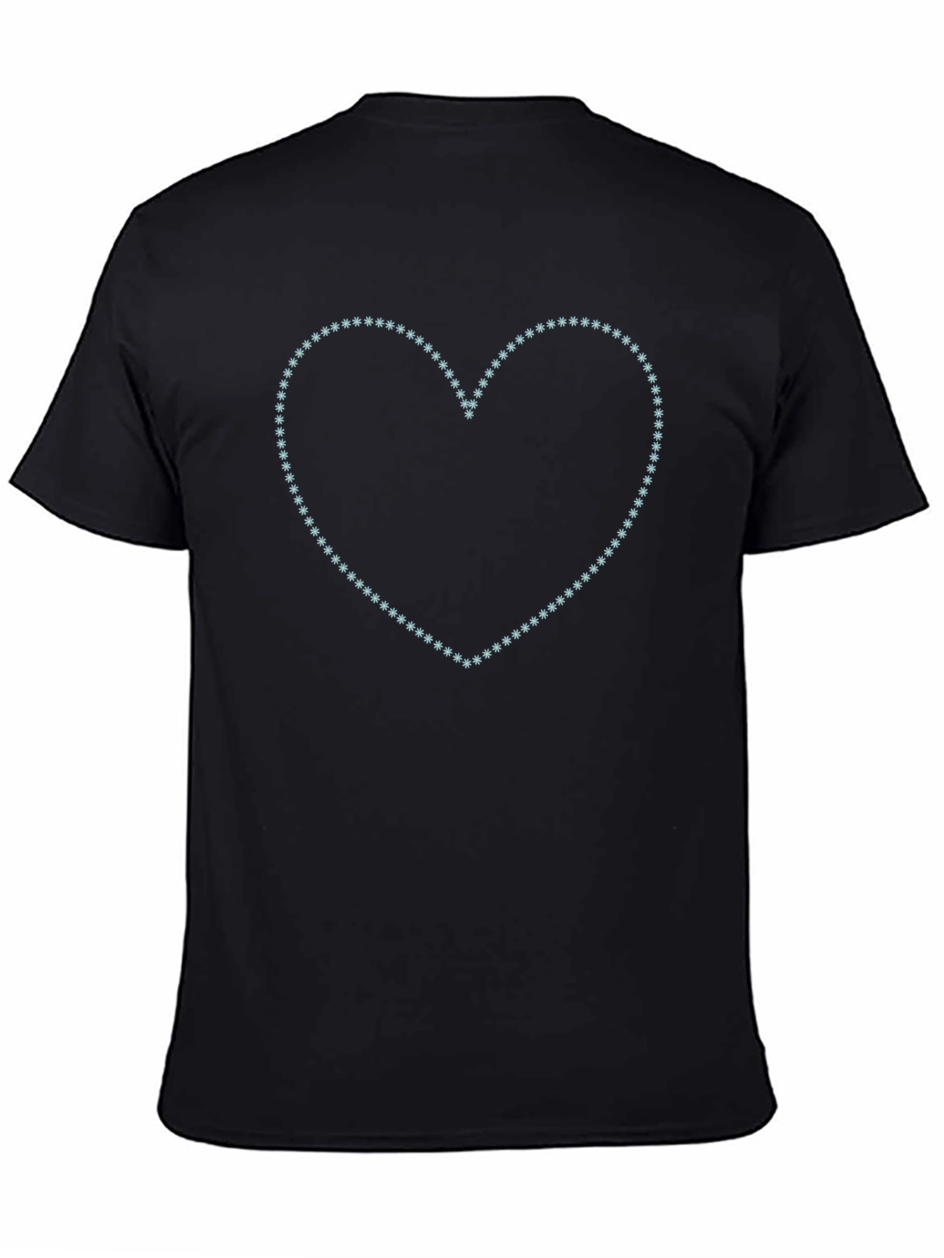 Heart Snowflake Tee - Black Cotton Crew Neck T-Shirt