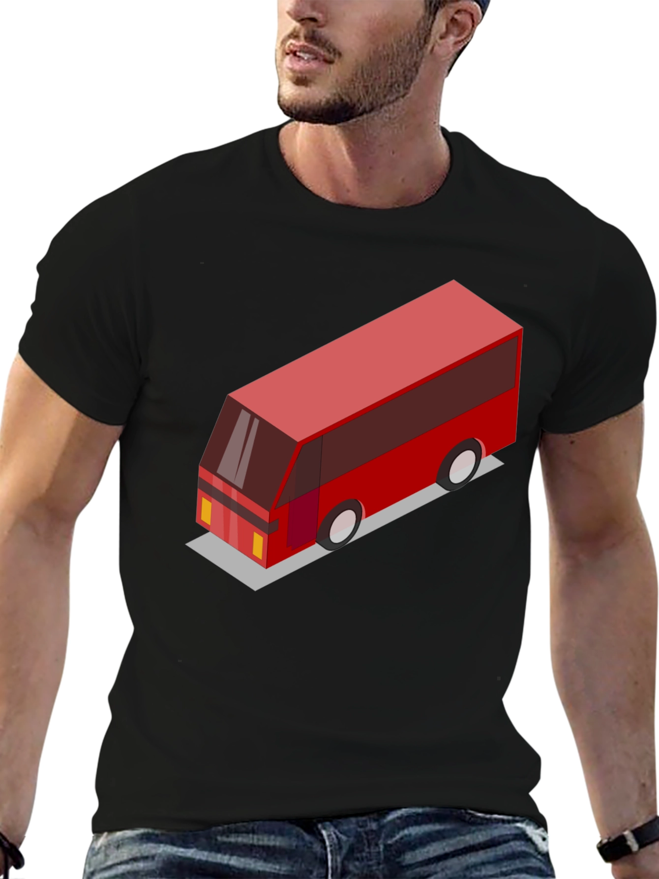 Geometric Bus Graphic Tee - Modern Style