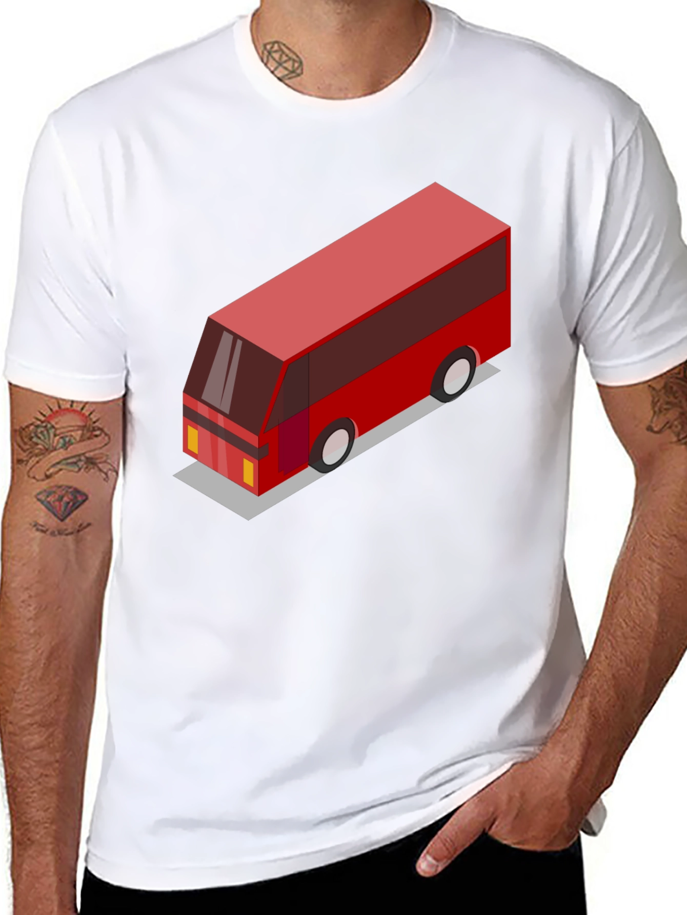 Geometric Bus Graphic Tee - Modern Style