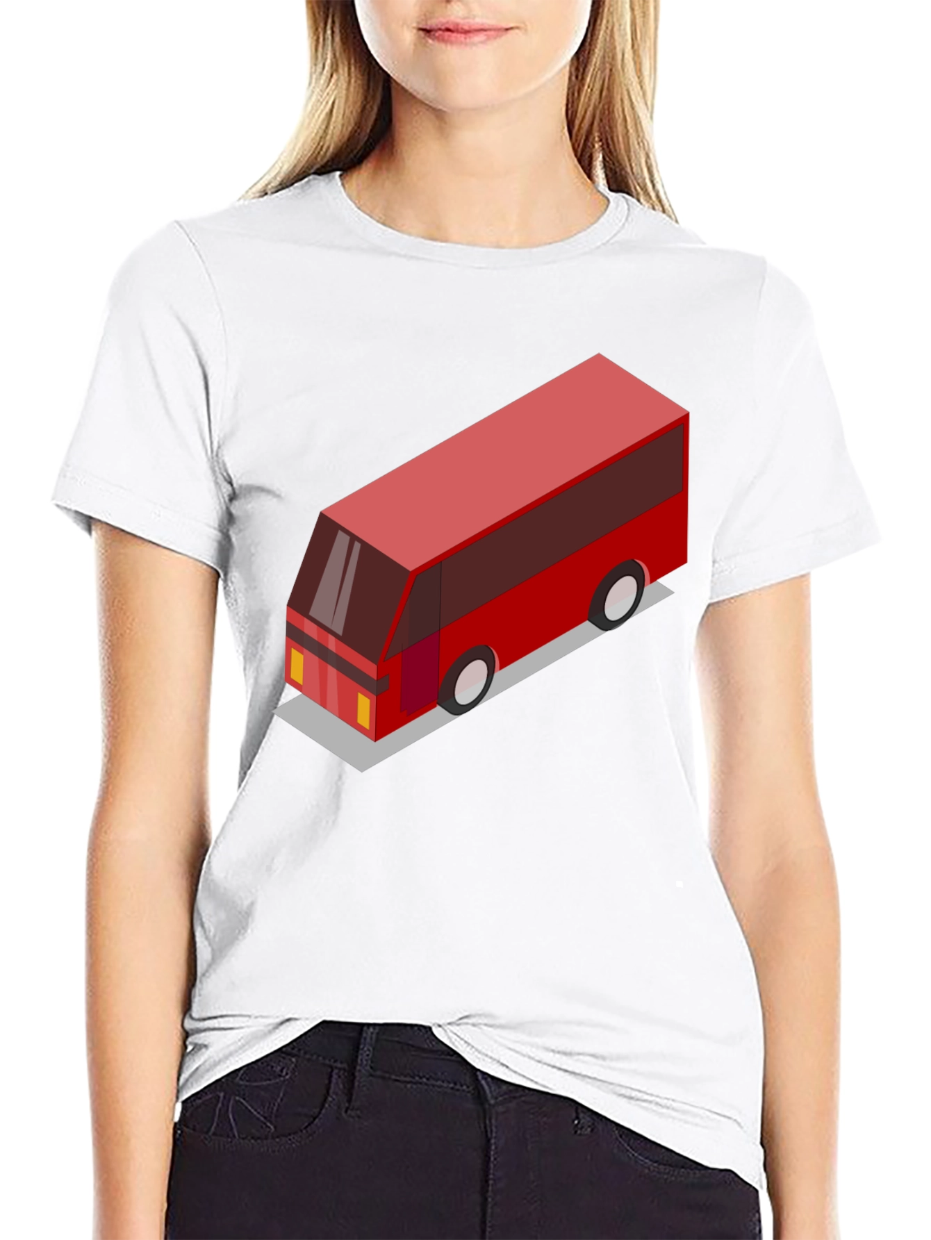Geometric Bus Graphic Tee - Modern Style