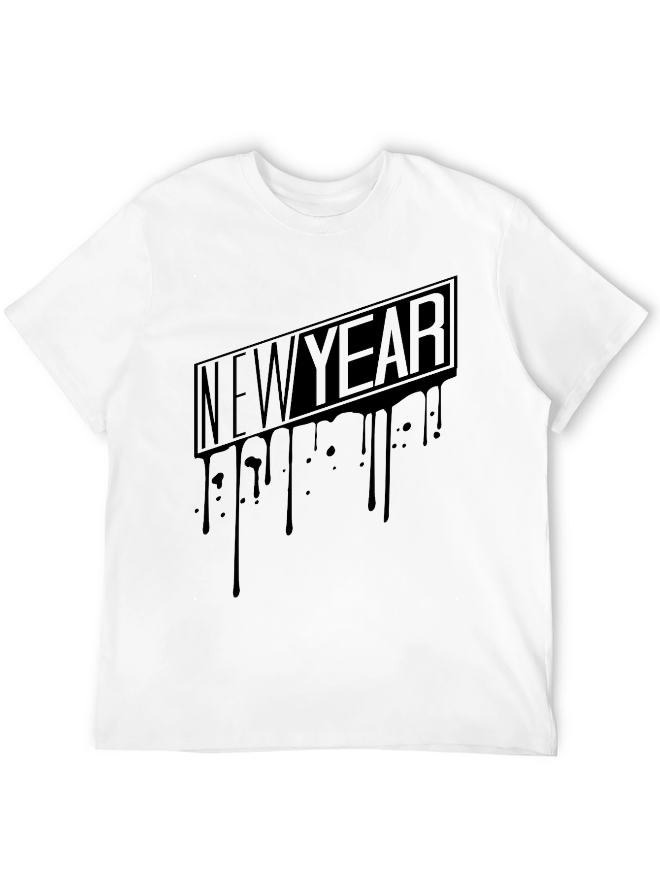 New Year Drip Graphic Tee - Mens Black T-Shirt