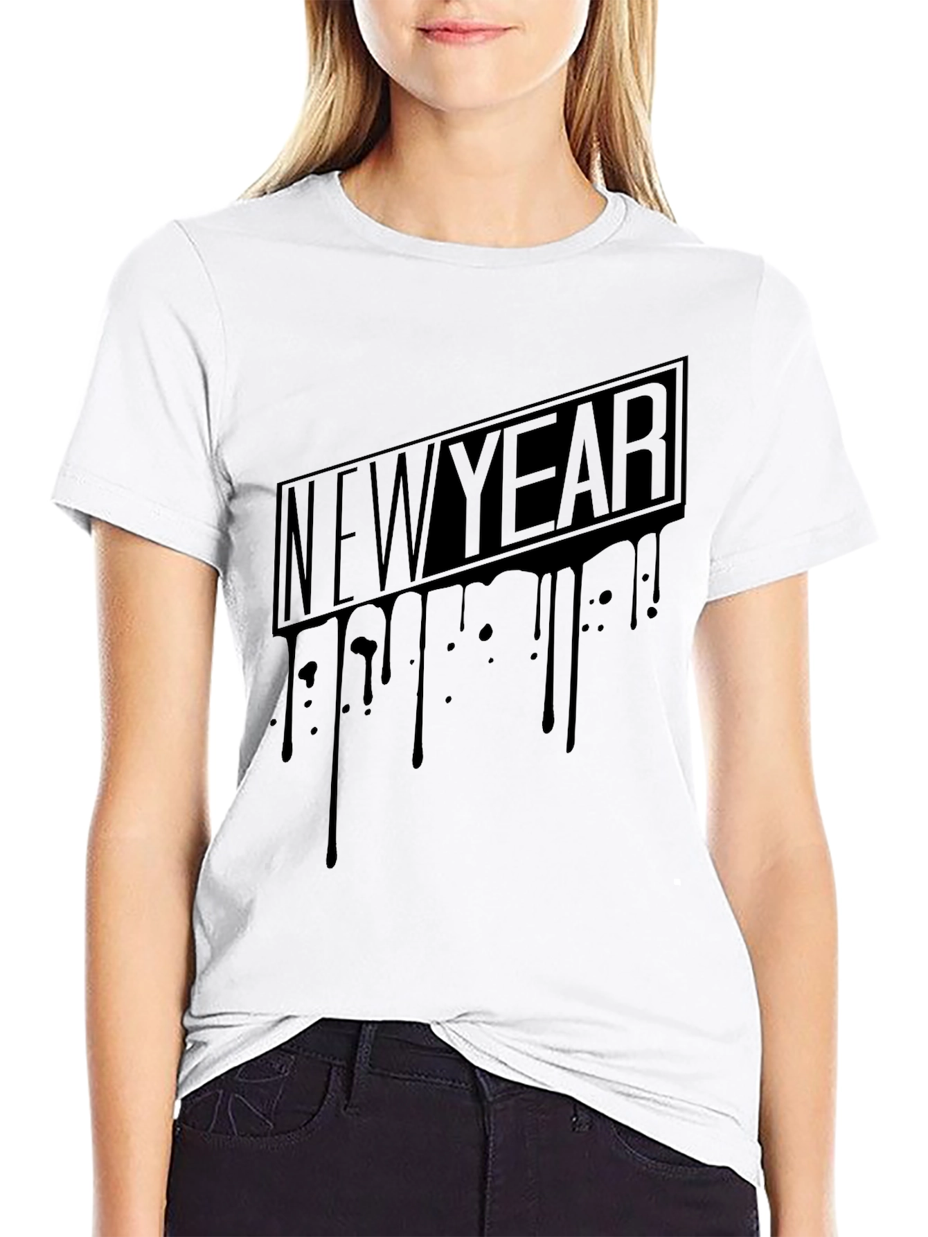 New Year Drip Graphic Tee - Mens Black T-Shirt