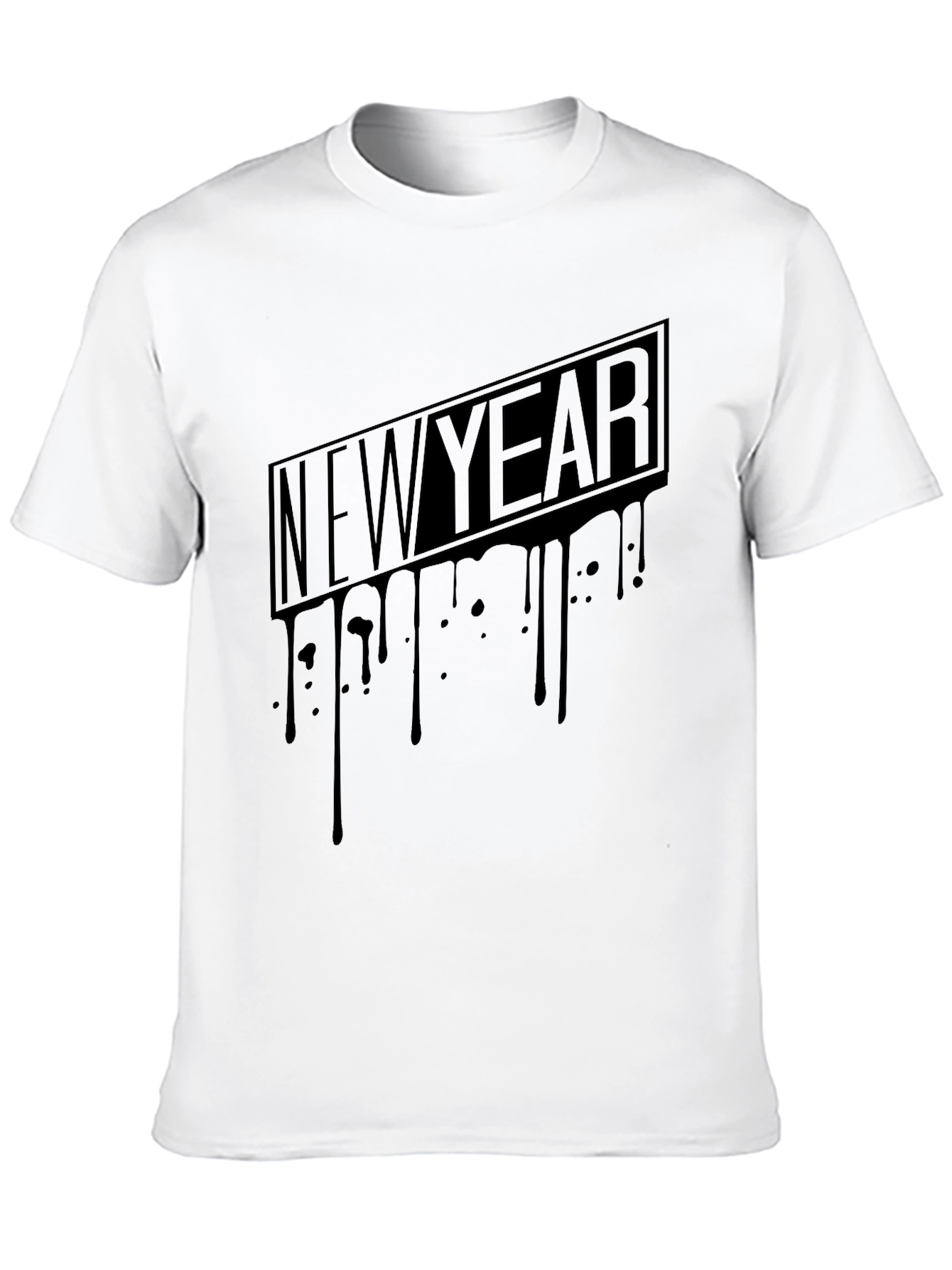 New Year Drip Graphic Tee - Mens Black T-Shirt