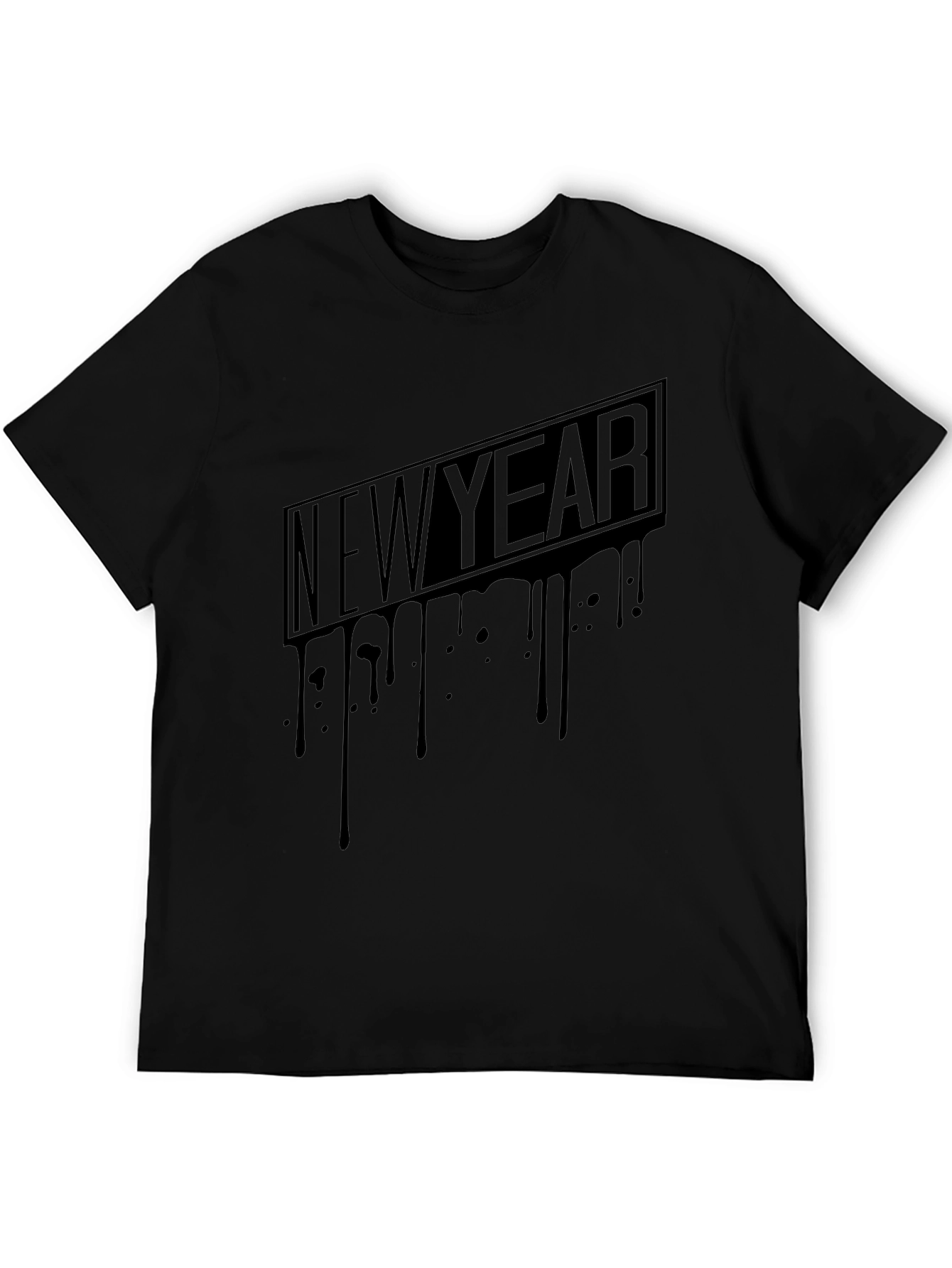 New Year Drip Graphic Tee - Mens Black T-Shirt