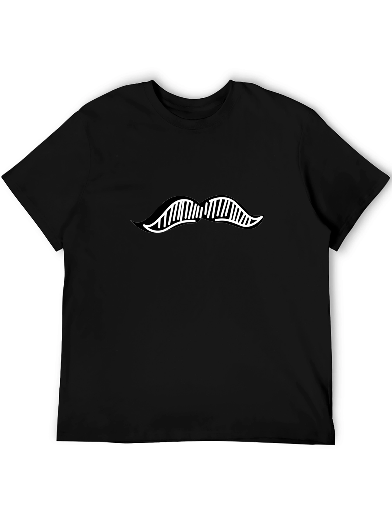 Mustache Graphic T-Shirt - Black Cotton Blend