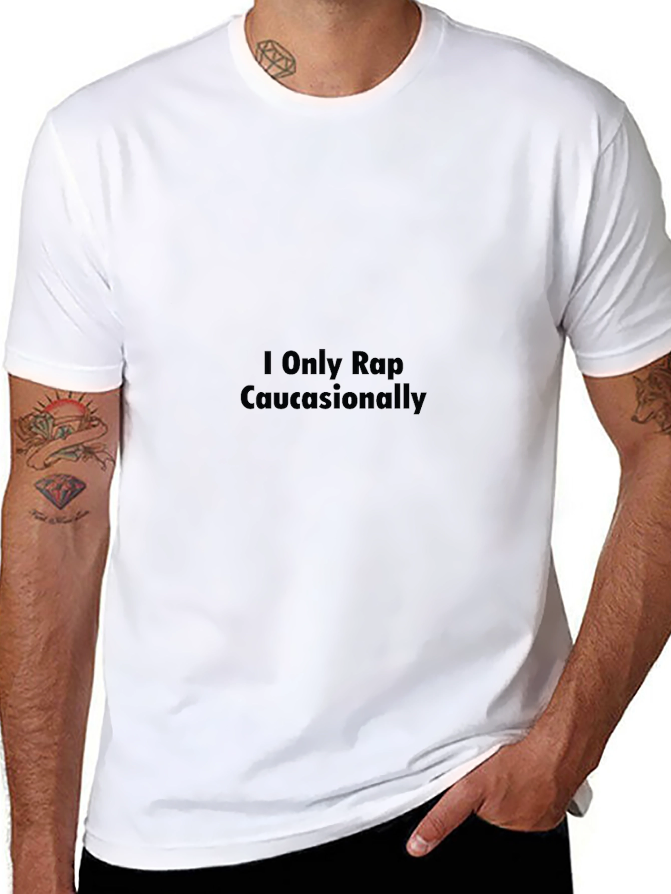 I Only Rap Caucasionally Black T-Shirt