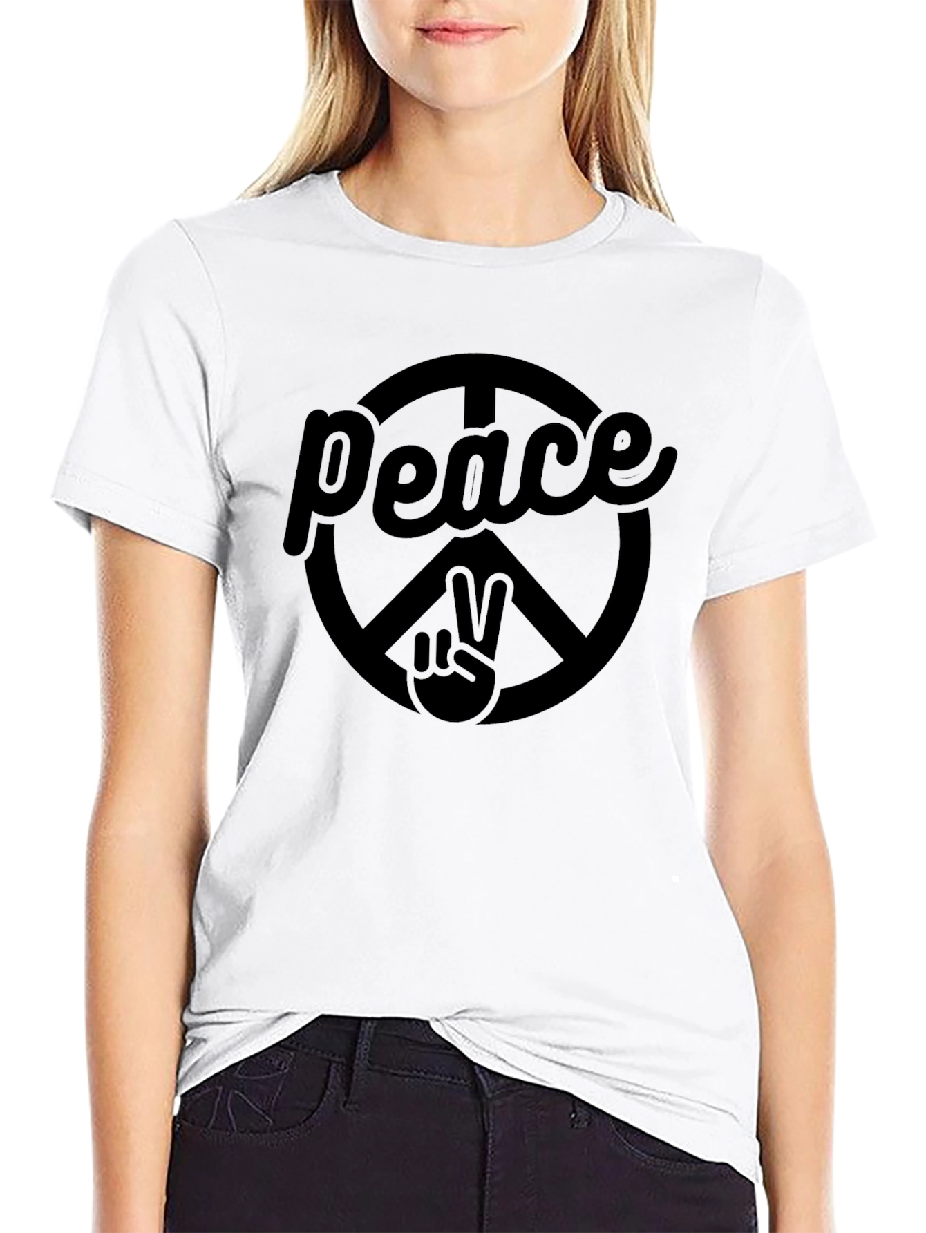 Peace Sign Graphic T-Shirt - Black