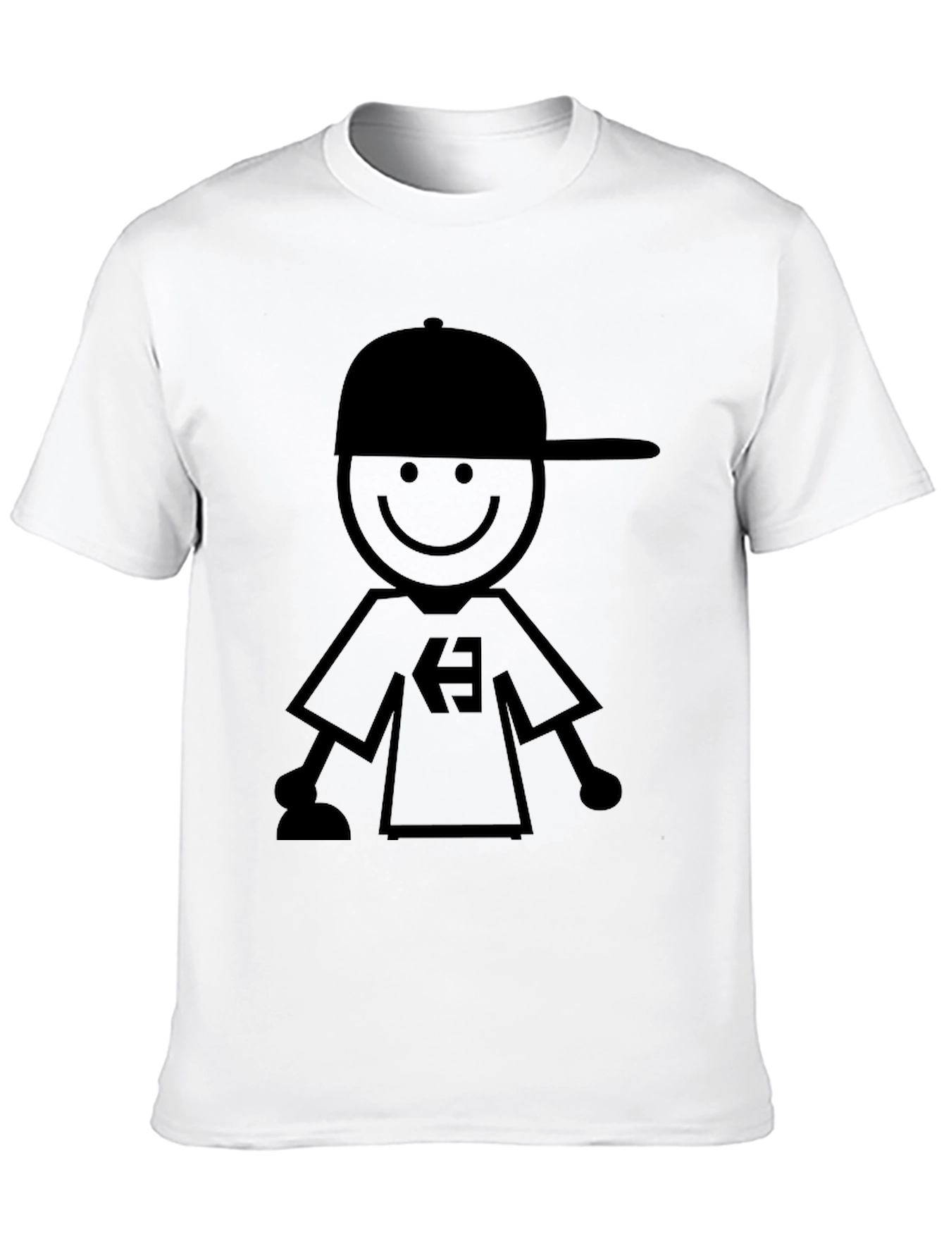 Stick Figure Boy Graphic Black T-Shirt