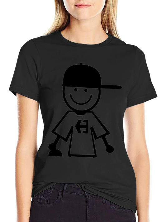 Stick Figure Boy Graphic Black T-Shirt