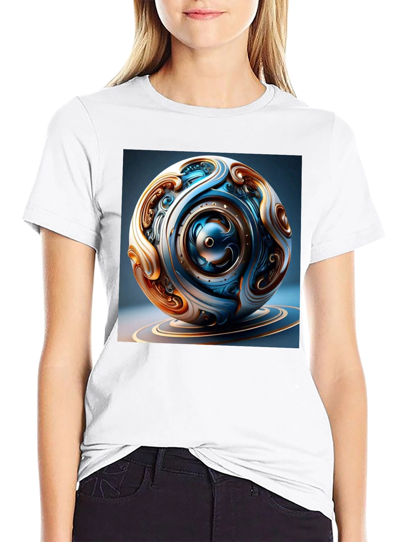 Artistic Gear Sphere Graphic Tee - Black