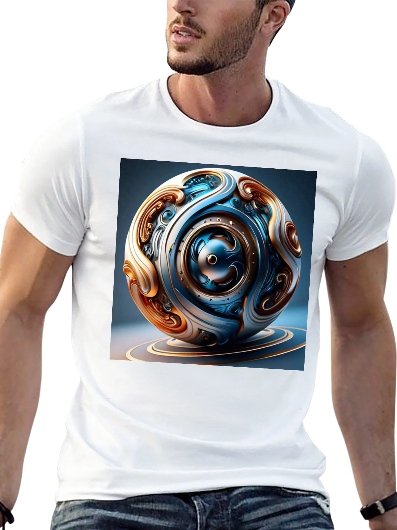 Artistic Gear Sphere Graphic Tee - Black