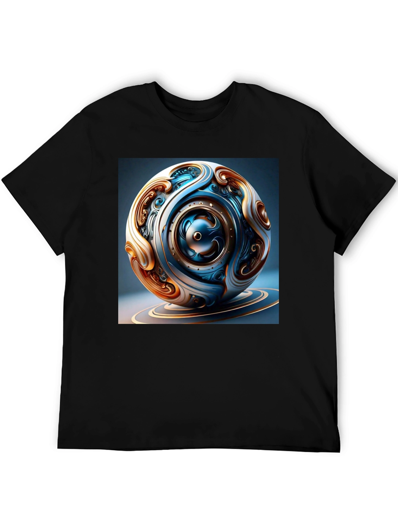Artistic Gear Sphere Graphic Tee - Black