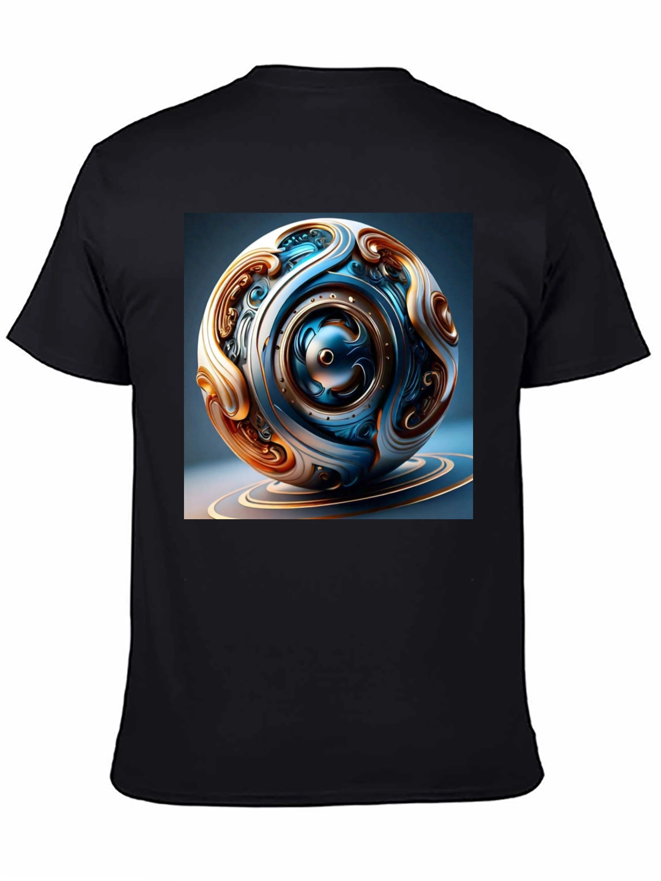 Artistic Gear Sphere Graphic Tee - Black