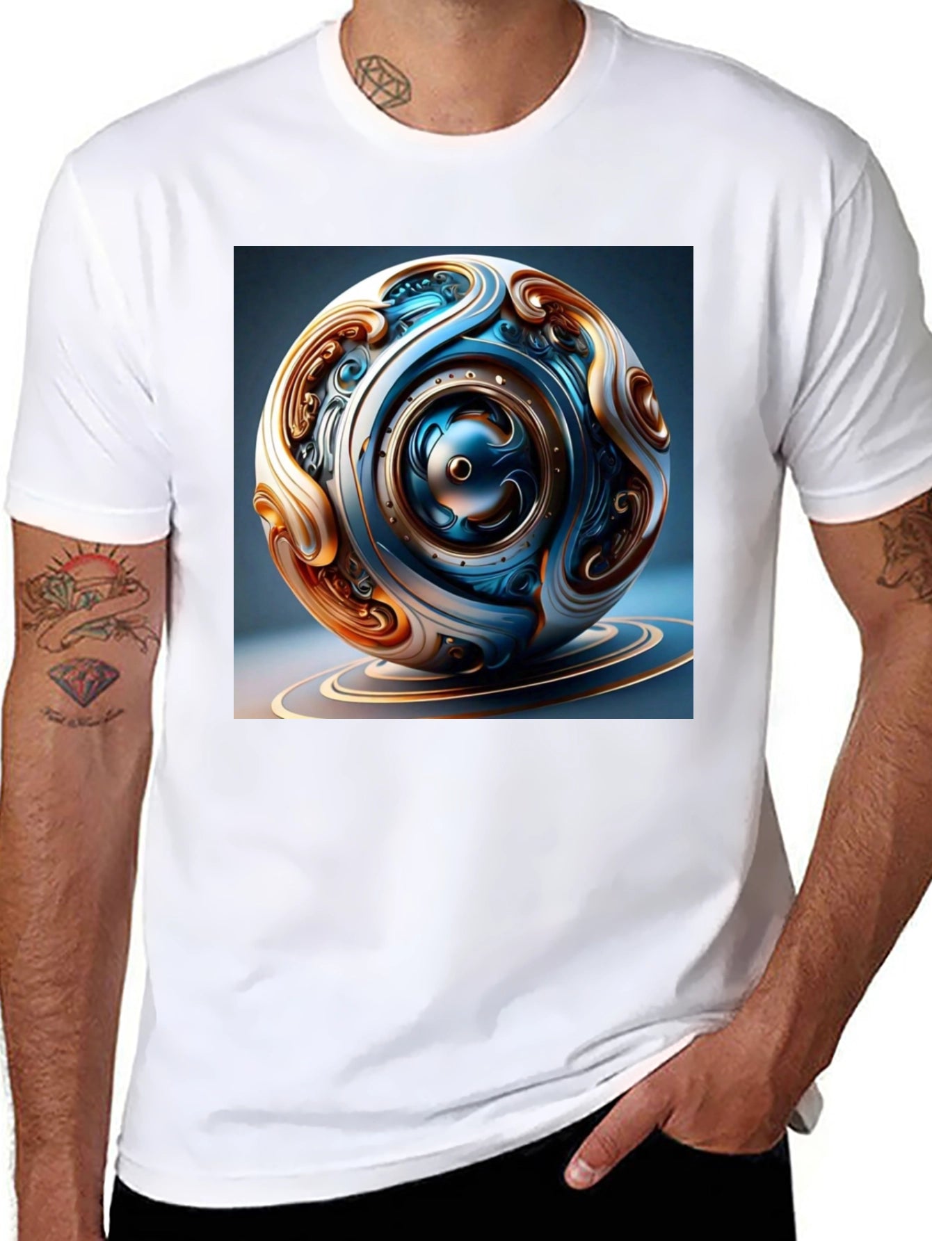 Artistic Gear Sphere Graphic Tee - Black