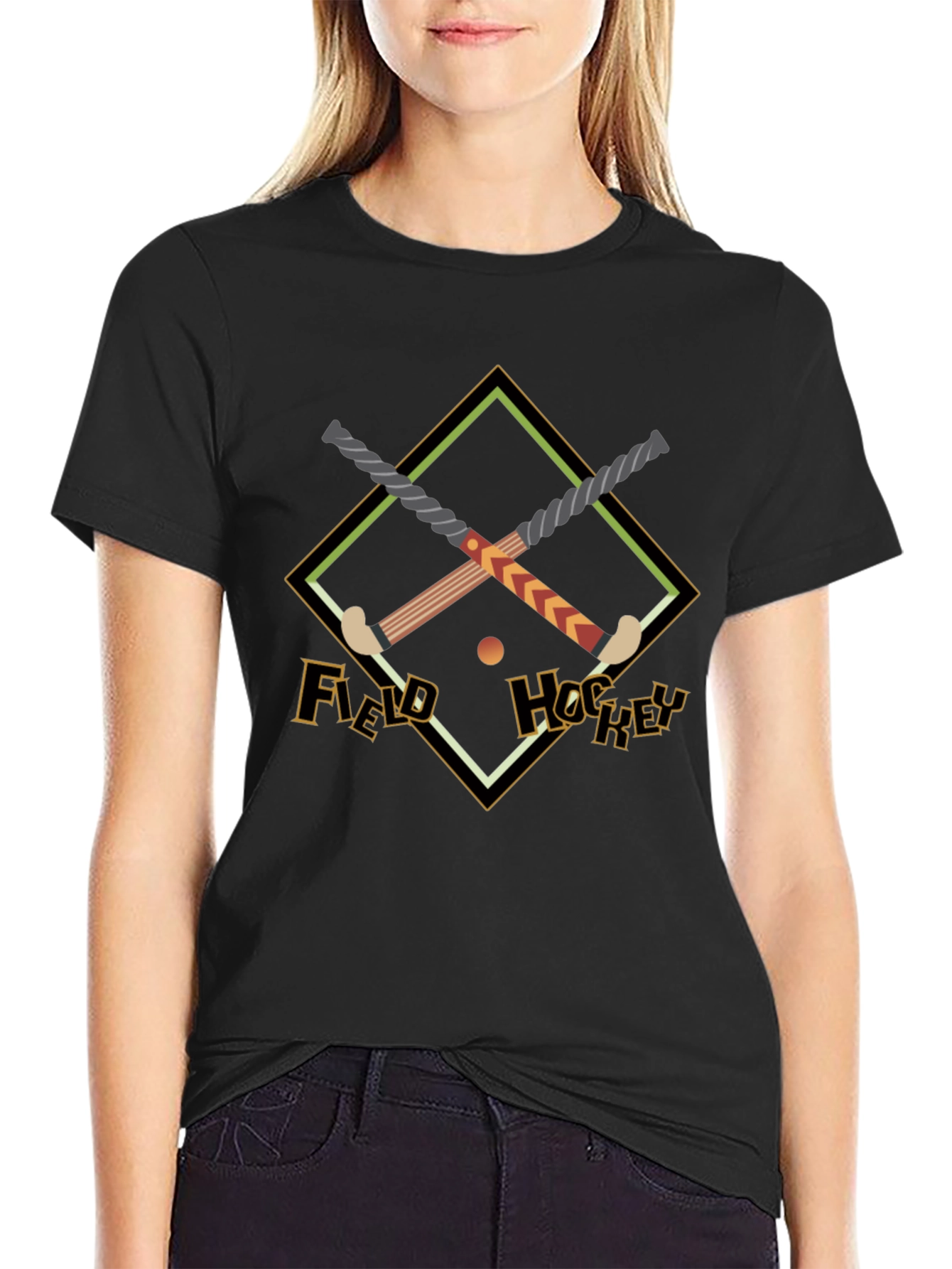 Field Hockey Graphic Tee - Black Cotton Shirt