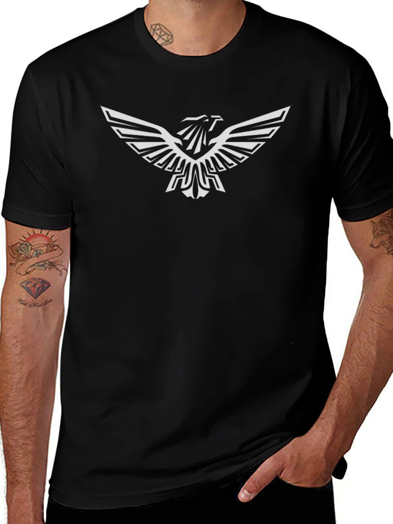 Mens Black Eagle Graphic Tee - Stylish Casual Wear