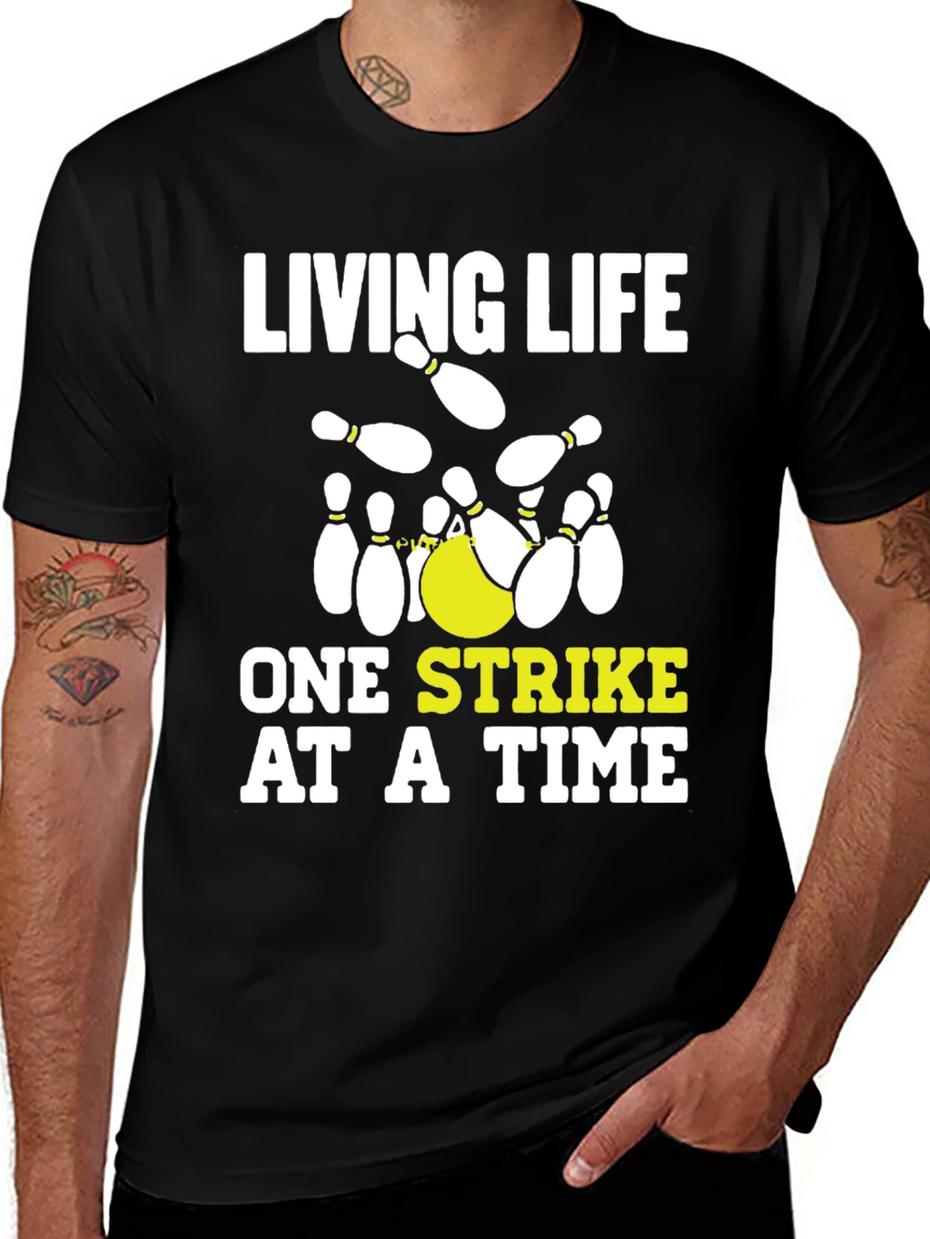Living Life One Strike at a Time Bowling T-Shirt