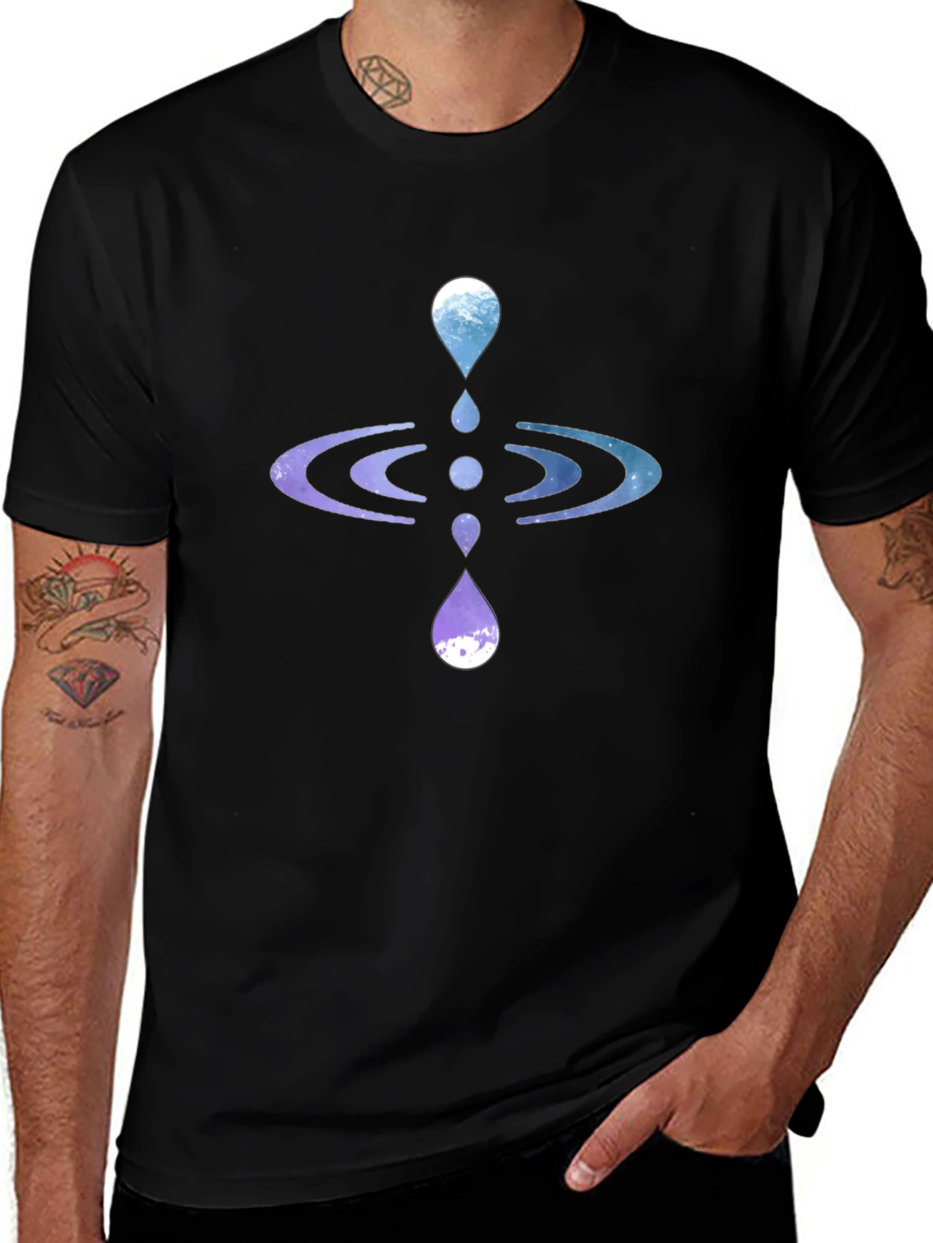 Zen Water Drop Graphic Tee - Black
