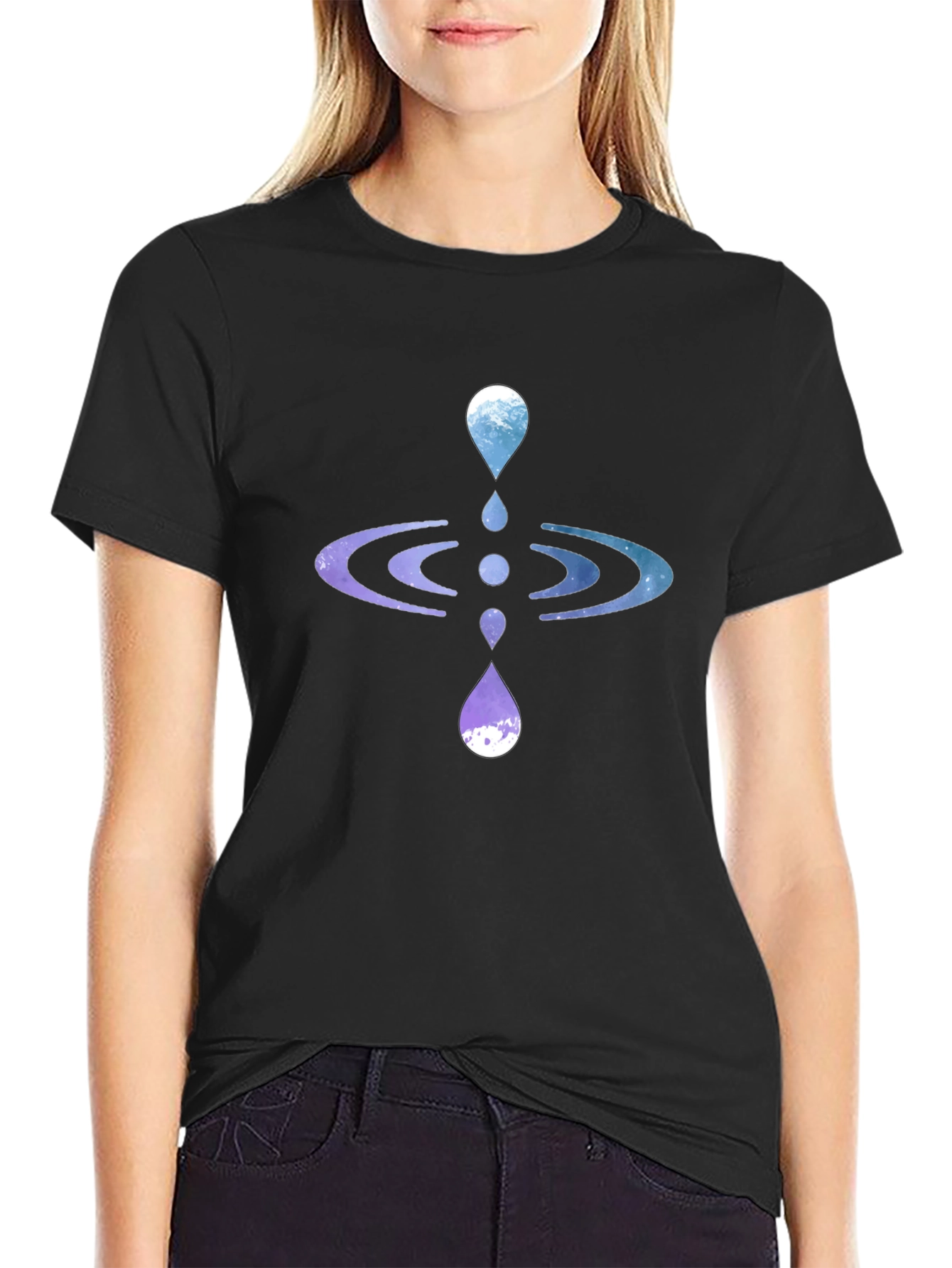 Zen Water Drop Graphic Tee - Black