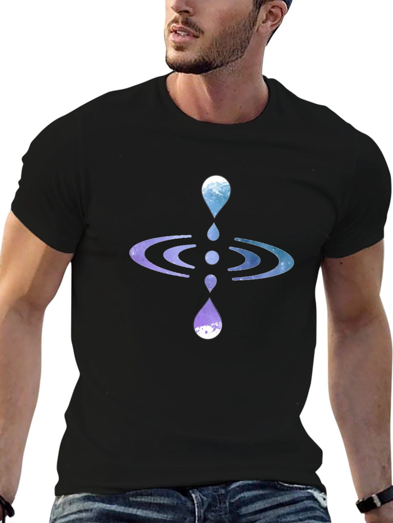 Zen Water Drop Graphic Tee - Black
