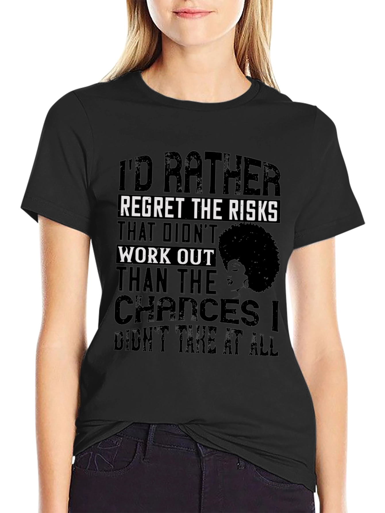 Inspirational Graphic Tee - Regret the Risks T-Shirt