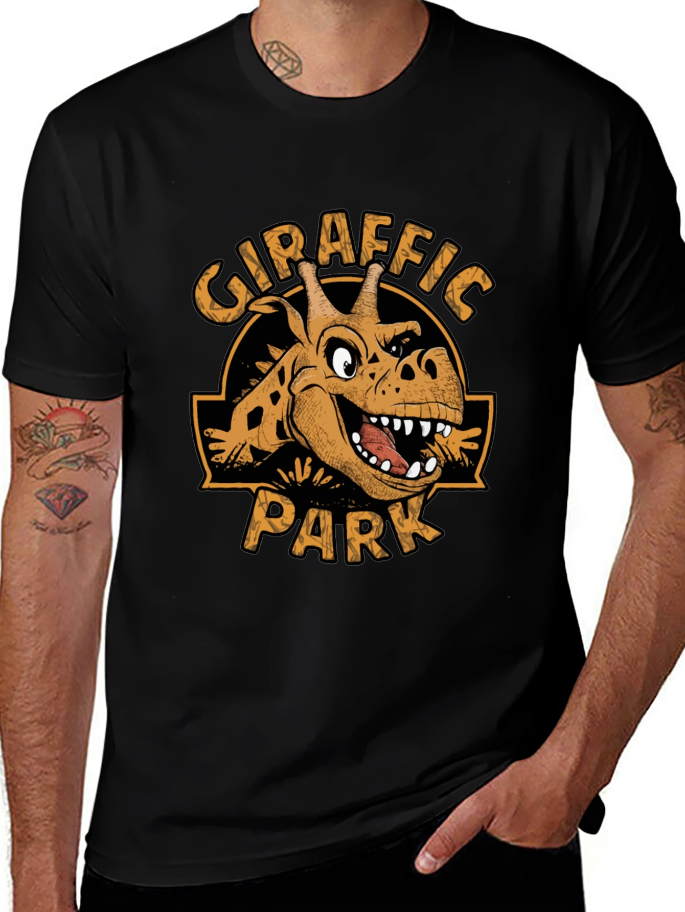 Giraffaic Park T-Shirt - Novelty Giraffe Jurassic Parody