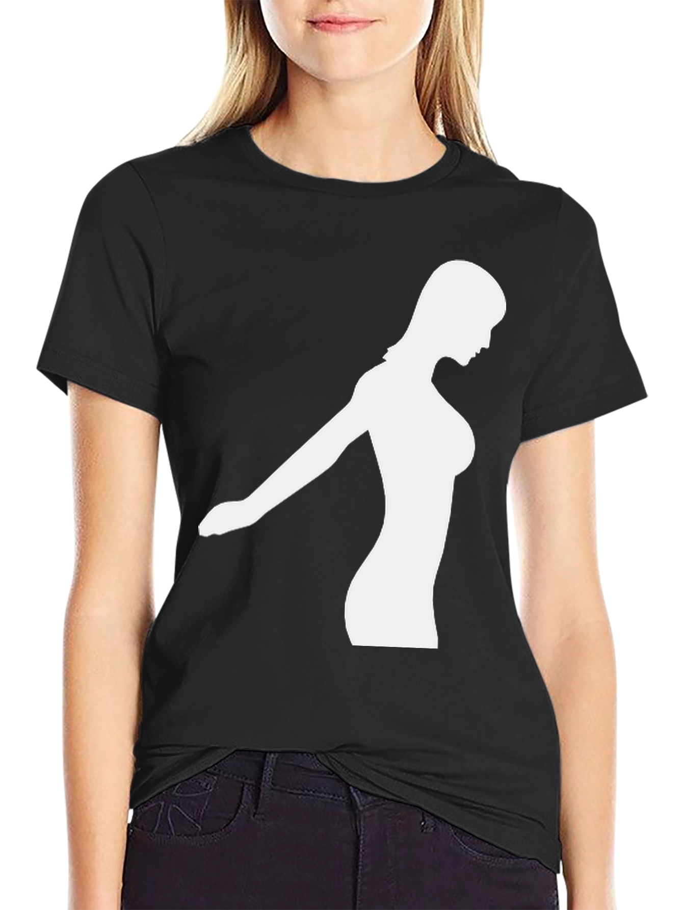 Silhouette Woman Graphic Black T-Shirt