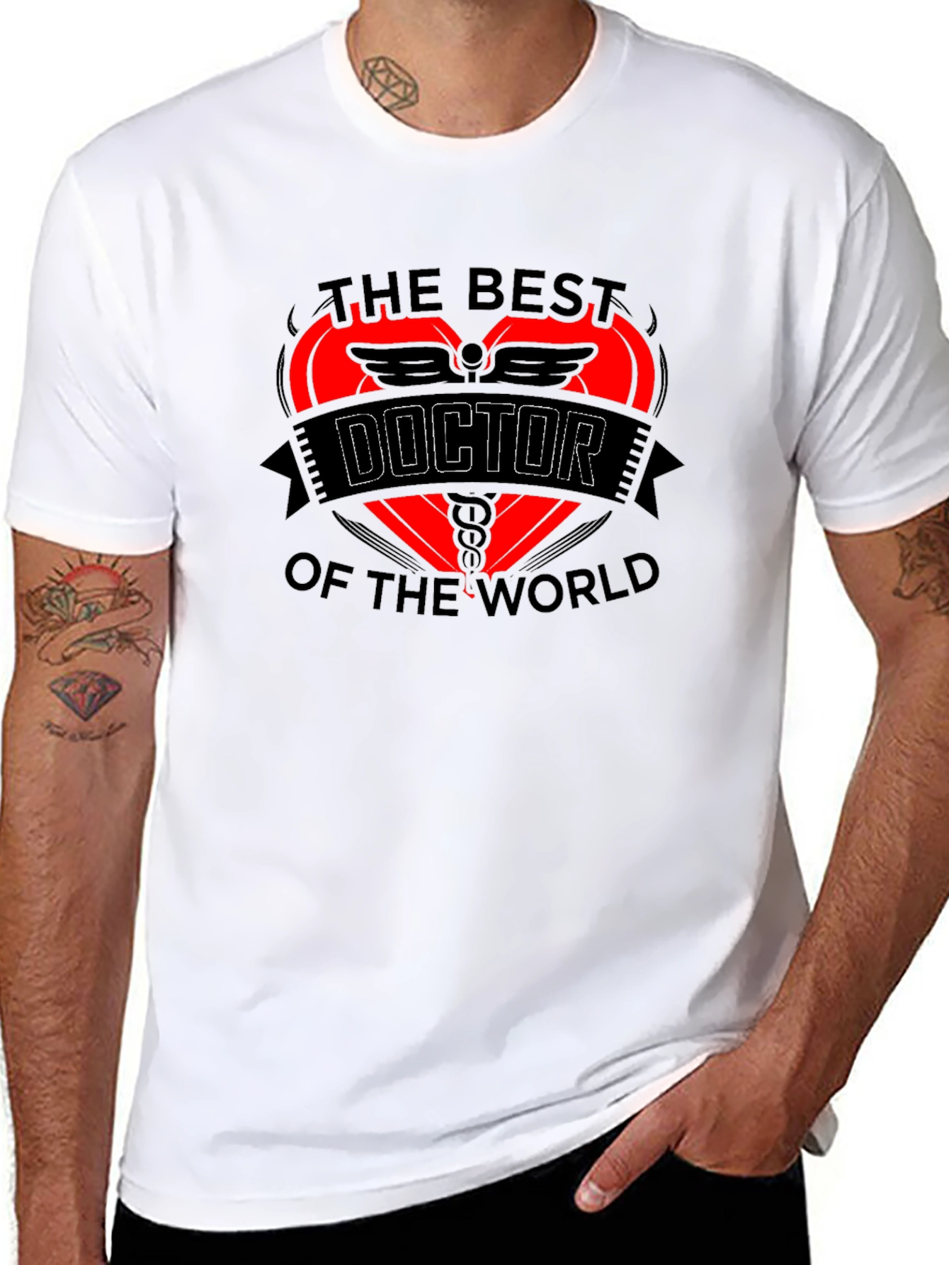 Best Doctor T-Shirt - Heart & Caduceus Design