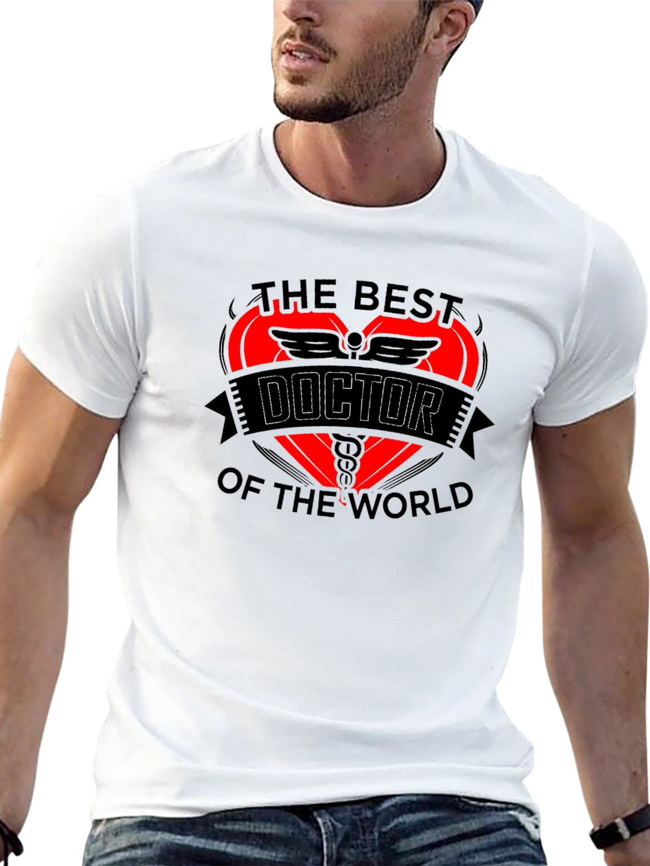 Best Doctor T-Shirt - Heart & Caduceus Design