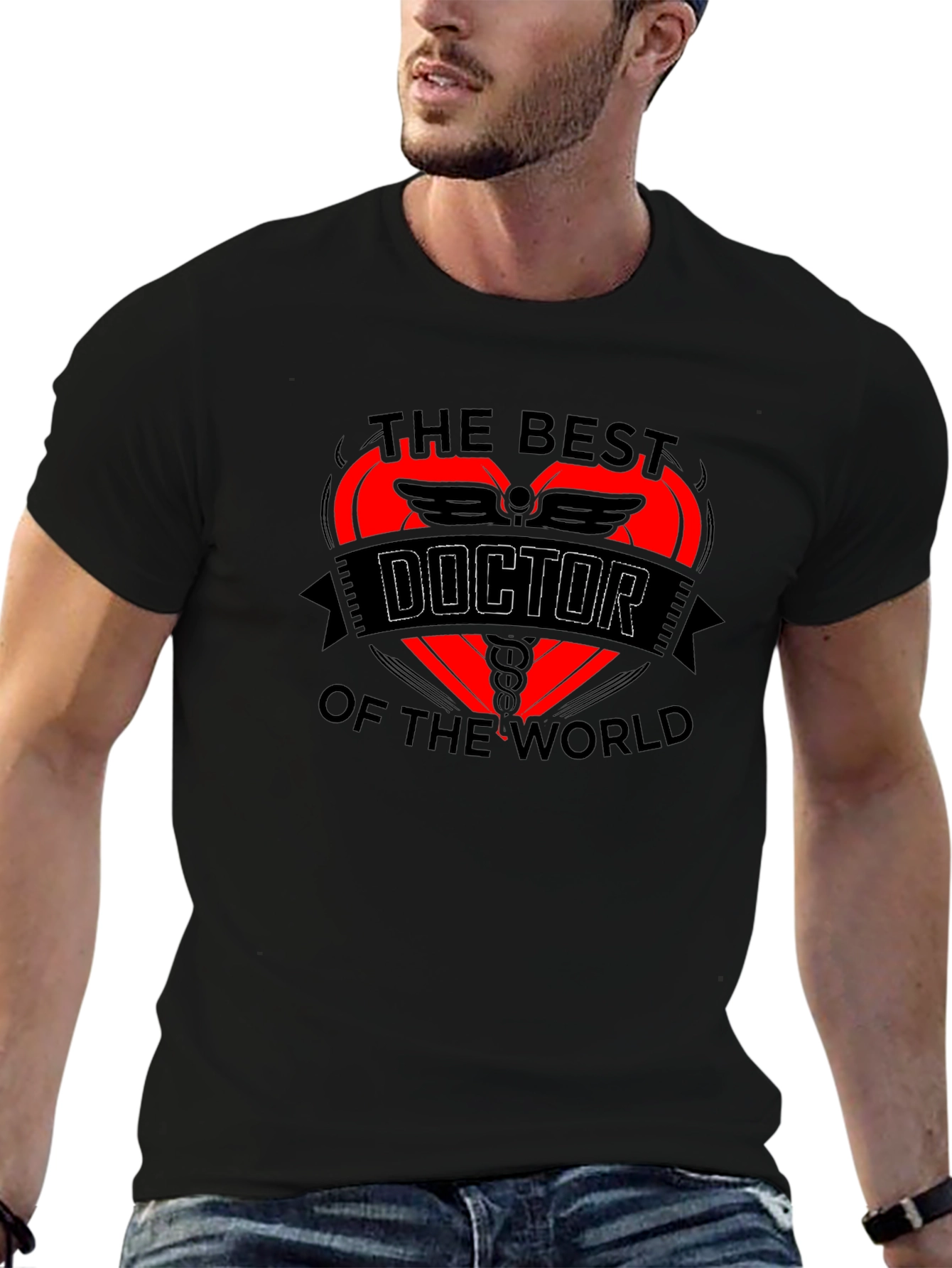 Best Doctor T-Shirt - Heart & Caduceus Design