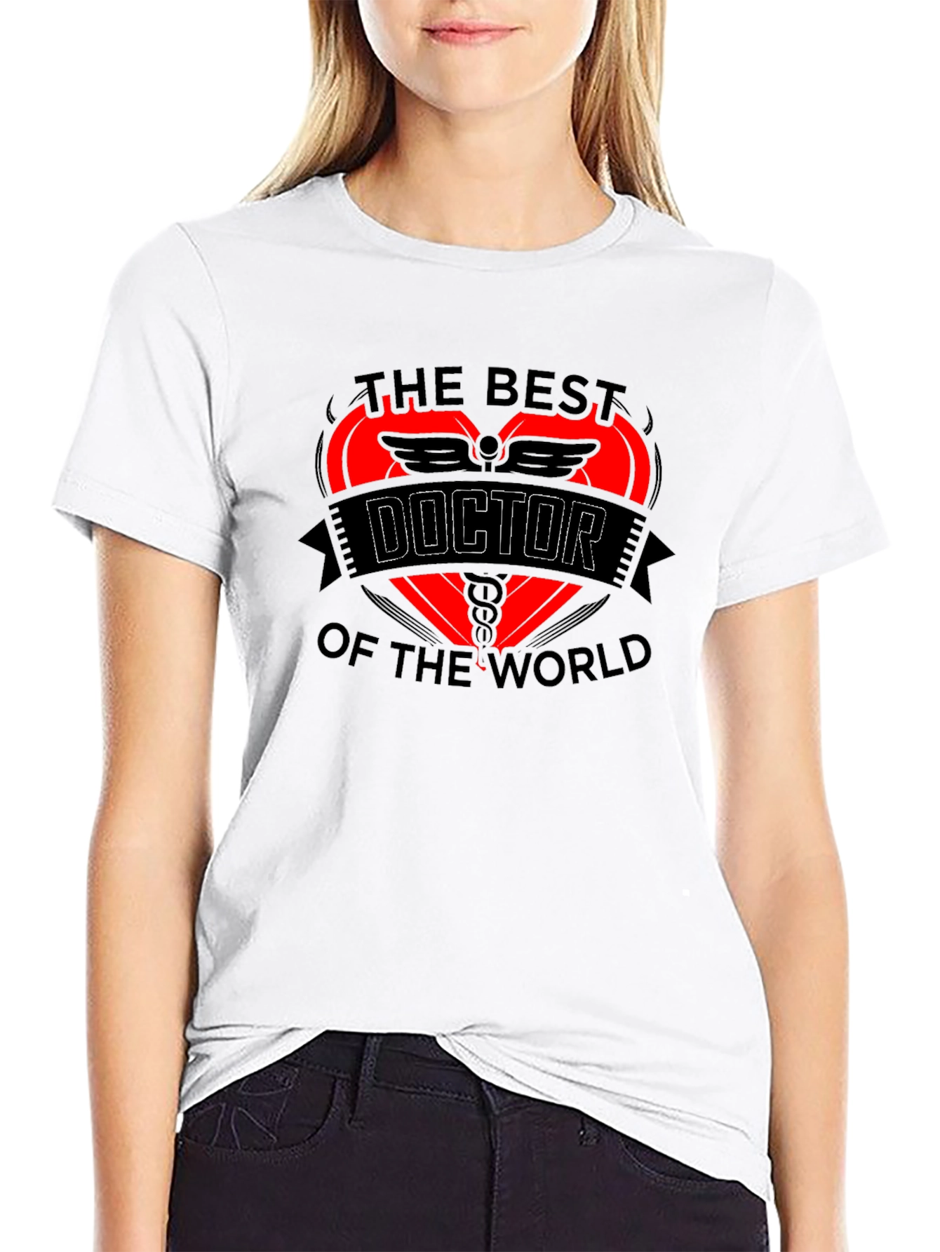 Best Doctor T-Shirt - Heart & Caduceus Design