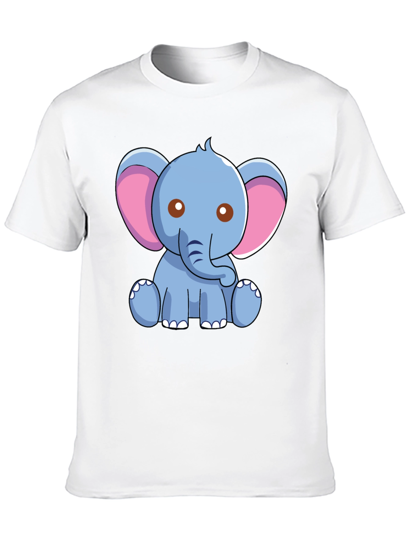 Cute Elephant Graphic Tee - Black Cotton Shirt