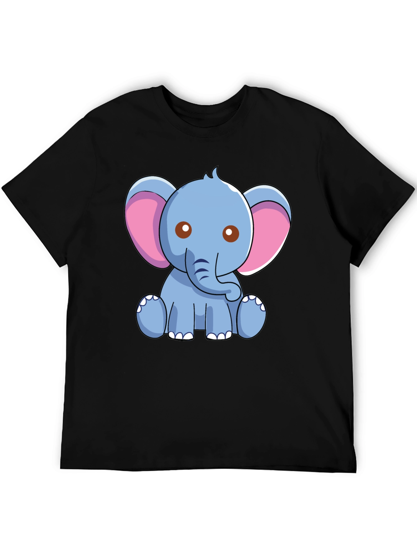 Cute Elephant Graphic Tee - Black Cotton Shirt