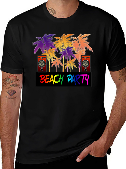 Beach Party Palm Tree Graphic T-Shirt