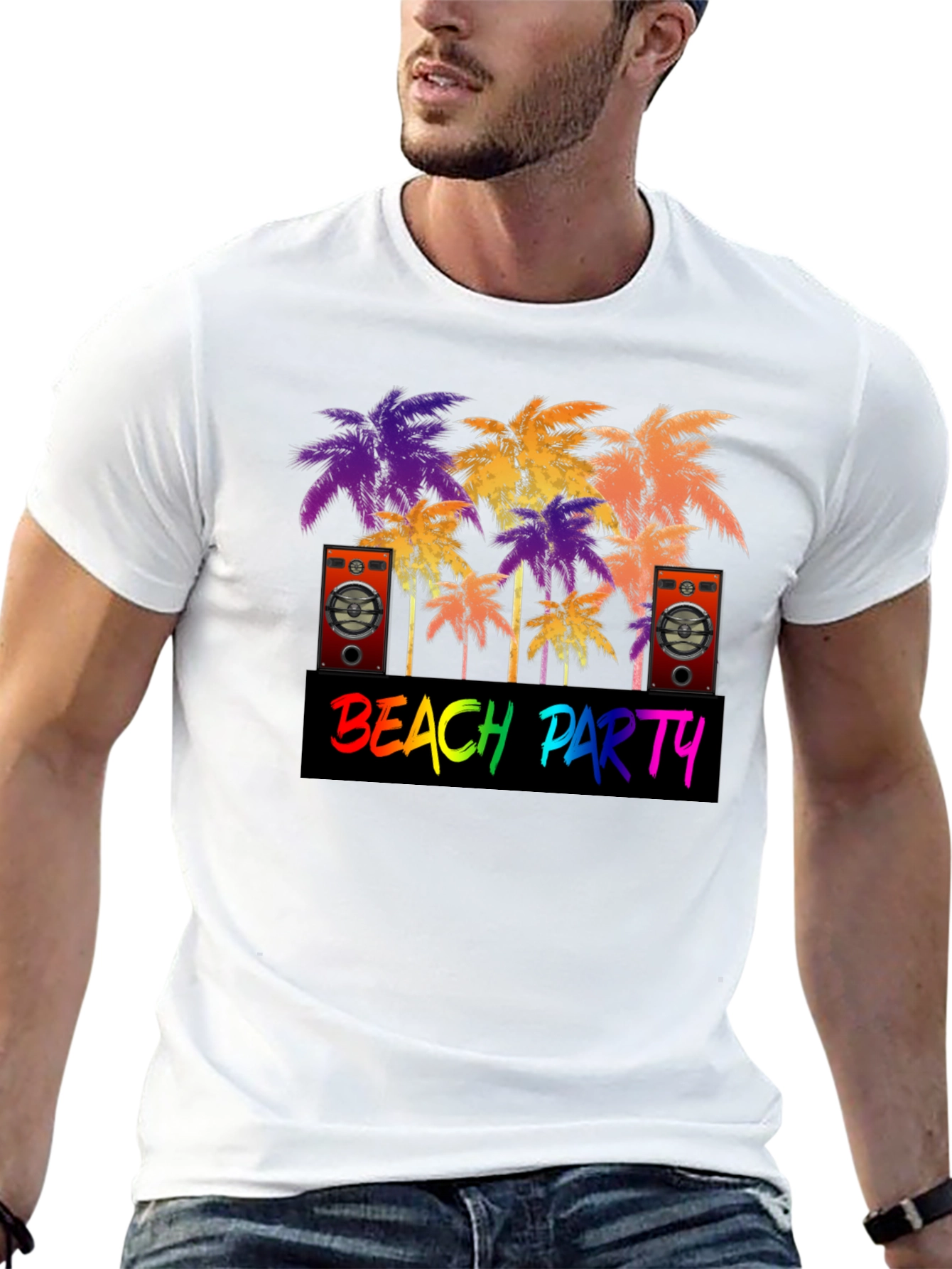 Beach Party Palm Tree Graphic T-Shirt
