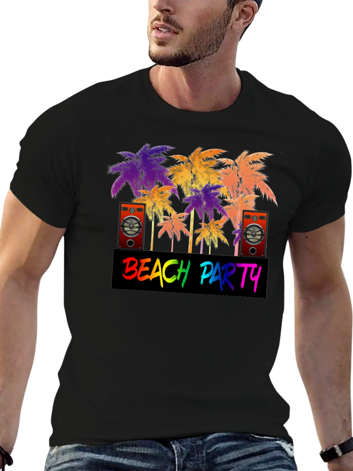 Beach Party Palm Tree Graphic T-Shirt