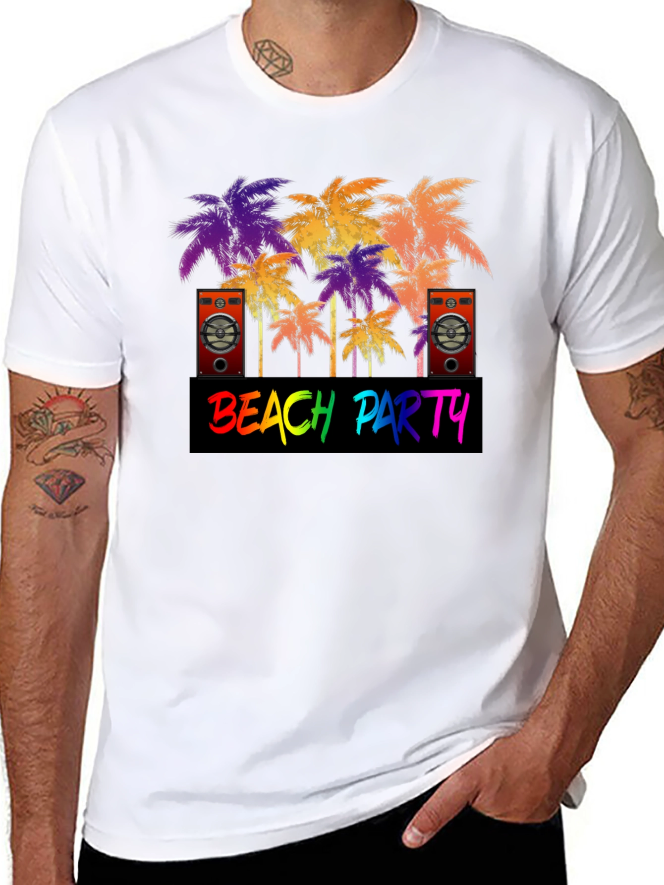 Beach Party Palm Tree Graphic T-Shirt