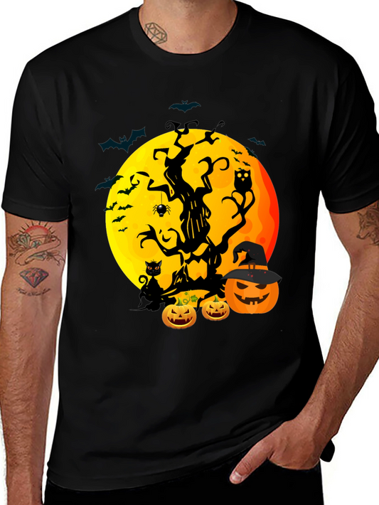 Halloween Tree Moon & Pumpkin Graphic Tee