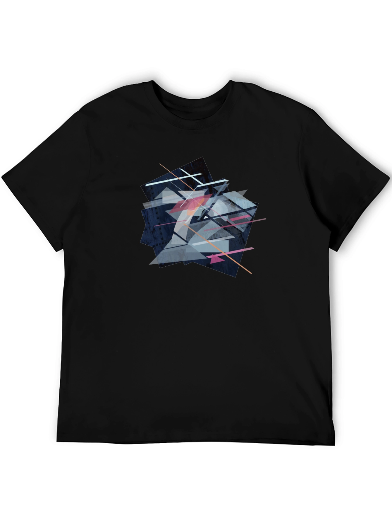 Abstract Geometric Graphic Print Black T-Shirt