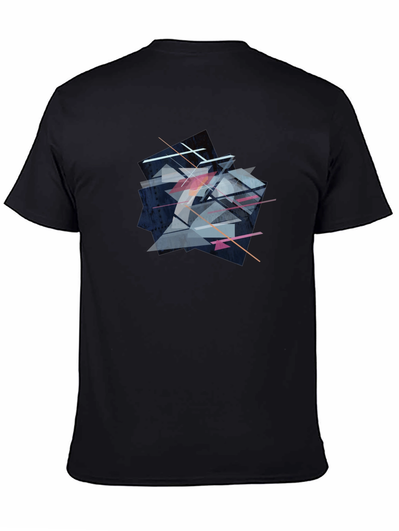 Abstract Geometric Graphic Print Black T-Shirt