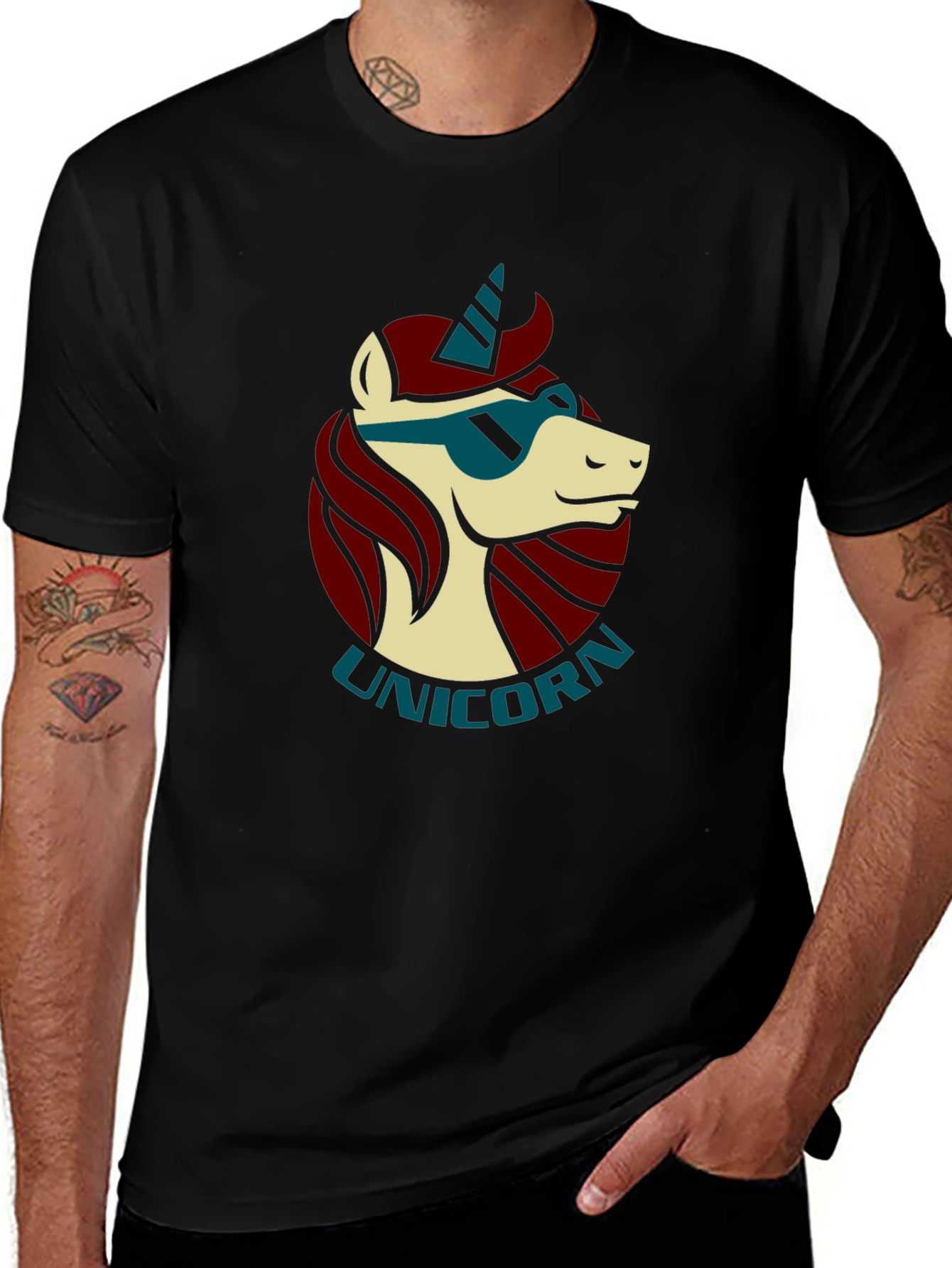 Cool Unicorn Graphic Black T-Shirt